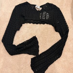 Princess Polly Black Crochet Open-Knit Shrug